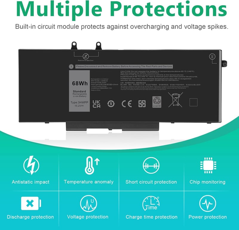 ASUNCELL 15.2V/68Wh Laptop Akkumulátor Dell Latitude 5401 5411 5501 5511 és Precision 3541 3551 Sorozathoz - 4 Cellás Li-ion Csereakku
