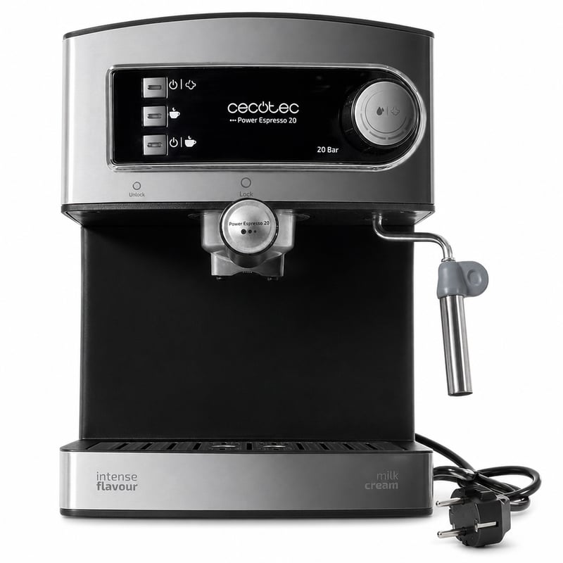 Espressor Cecotec Power Espresso 20, 20 bari, 850W — defect, pentru piese: nu prepară cafea, nu trage apa (stare: vezi a 2-a fotografie)