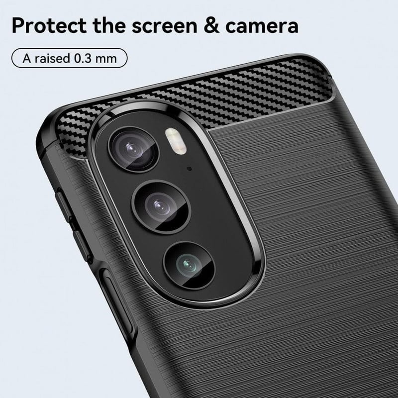 Motorola Edge+ 2022 Karbon Védőtok - Fekete, Ütésálló
