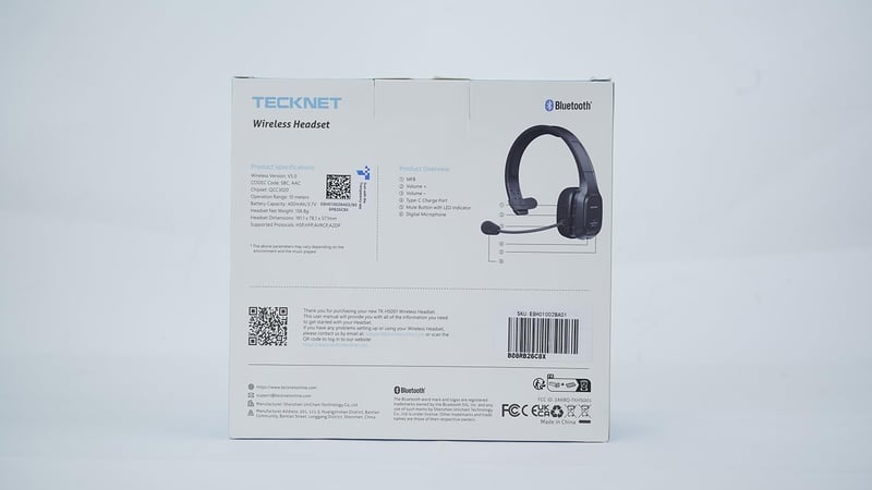 TeckNet Bluetooth fejhallgató mikrofonnal, zajszűrős, töltőállomásos, Skype-kompatibilis