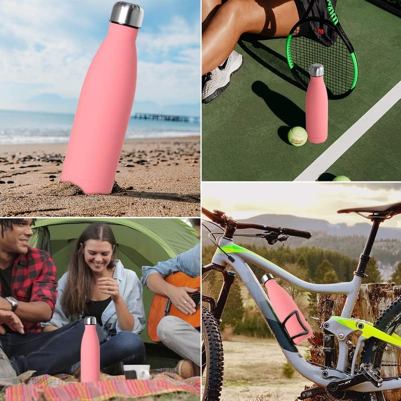 GeeRic 750 ml Rozsdamentes Acél Termosz - Dupla Falú, Szivárgásmentes Hőszigetelt Kulacs, BPA-mentes, Hidegen-Melegen Tartó, Rózsaszín, Tisz
