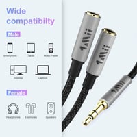 1Mii 3.5mm-es Y-elosztó audiókábel autóhoz és otthoni hifihez, 30 cm 3