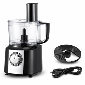 Robot de bucătărie TopStrong 800W, 2L, cu 3 discuri de tăiere, pentru frământat — defect, pentru piese: locașul cuțitului interior este rupt (stare: vezi a 2-a imagine)
