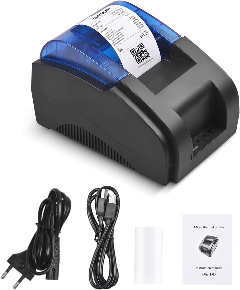 Bisofice 58 mm-es Hőpapíros Nyugtanyomtató USB/Bluetooth Csatlakozással, Windows/Linux/Android/iOS Kompatibilitás, ESC/POS Támogatás