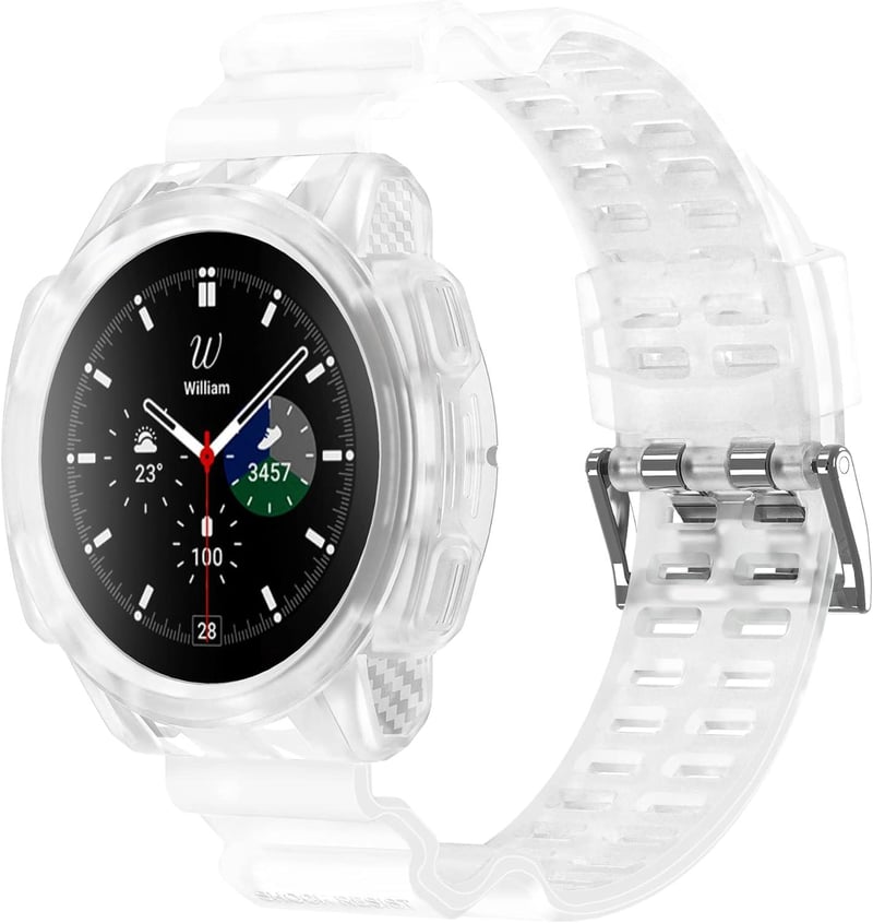 Samsung Galaxy Watch 4 Classic 42mm-es Fehér Szilikon Szíj és Védőtok Szett