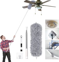 Vicloon Teleszkópos Poroló - Mikroszálas Portörlő 245 cm-ig Kihúzható Rozsdamentes Acél Nyéllel, 360° Hajlítható Fejjel és Mini Ablaktisztít 8