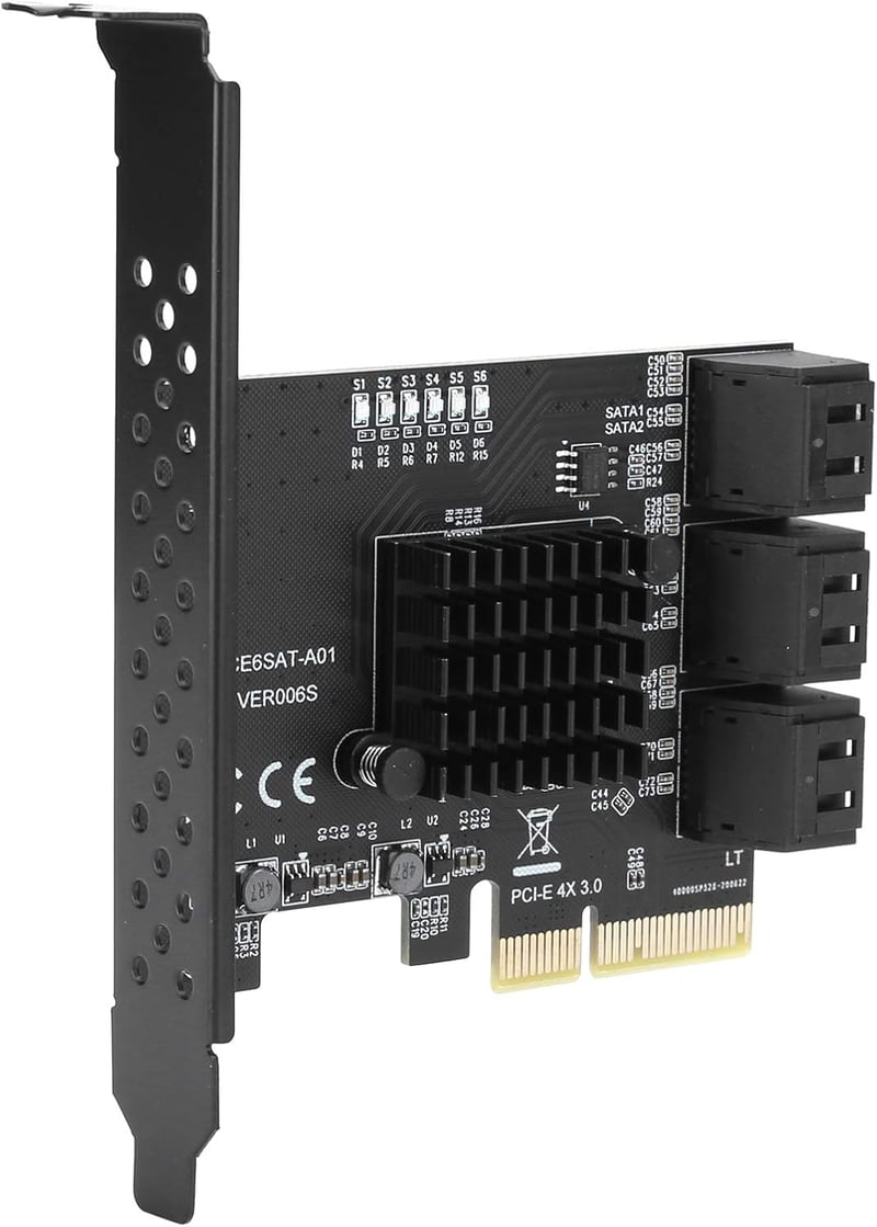ASHATA PCIe 6 portos SATA 3.0 bővítőkártya SSD és HDD-hez