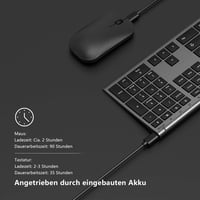 seenda Vezeték Nélküli Billentyűzet és Egér Szett - Újratölthető, Ultravékony Alumínium QWERTZ Billentyűzet, 2.4G Technológia, Windows Kompa 3