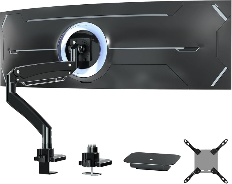 PUTORSEN Monitortartó Kar 22-57" Képernyőkhöz - Magasságállítható Asztali Monitorrögzítő 27kg-ig, VESA 200x200mm, Ultraszéles Monitorokhoz, 