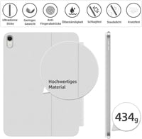 HOU Slim Bluetooth Billentyűzetes Tok iPad 11. és 10. Generációhoz - Fehér QWERTZ Műbőr Védőtok Ergonomikus Szöggel, Mágneses Rögzítéssel 3