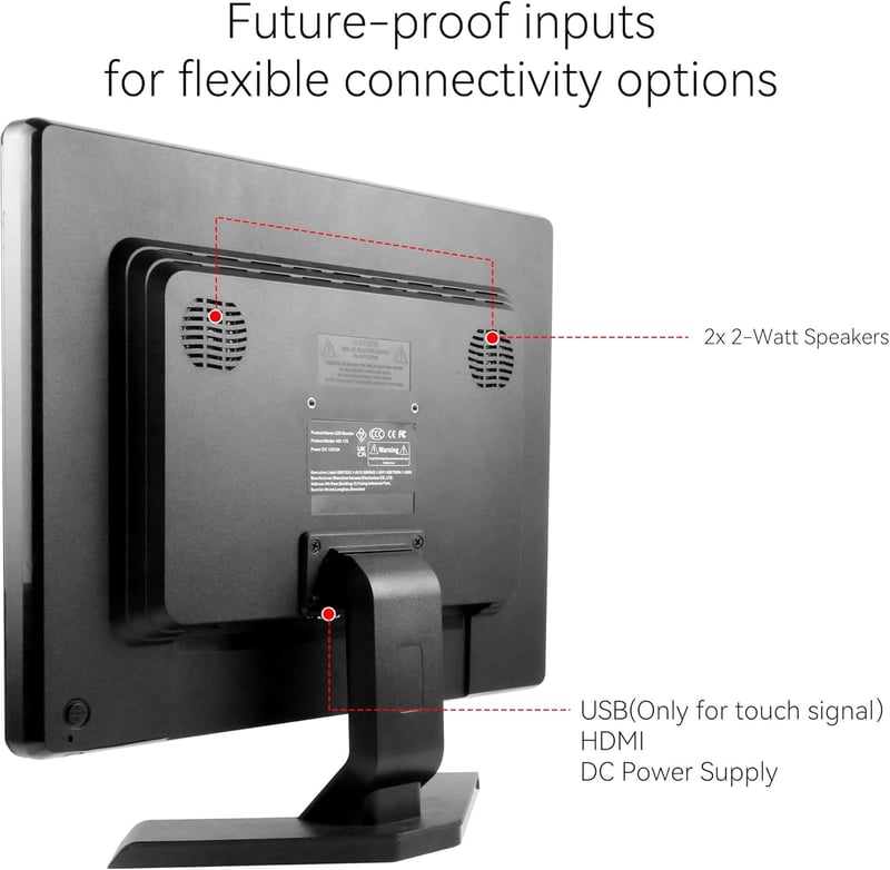 Thinlerain 17" Érintőképernyős Monitor - 10-pontos Kapacitív Érintés, 4:3 HD 1280x1024 Felbontás, HDMI/USB, VESA, Beépített Hangszórók, Win1