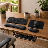 Kancelársky set: Bluetooth klávesnica + tichá myš + podložka + opierka zápästia + organizér káblov 1