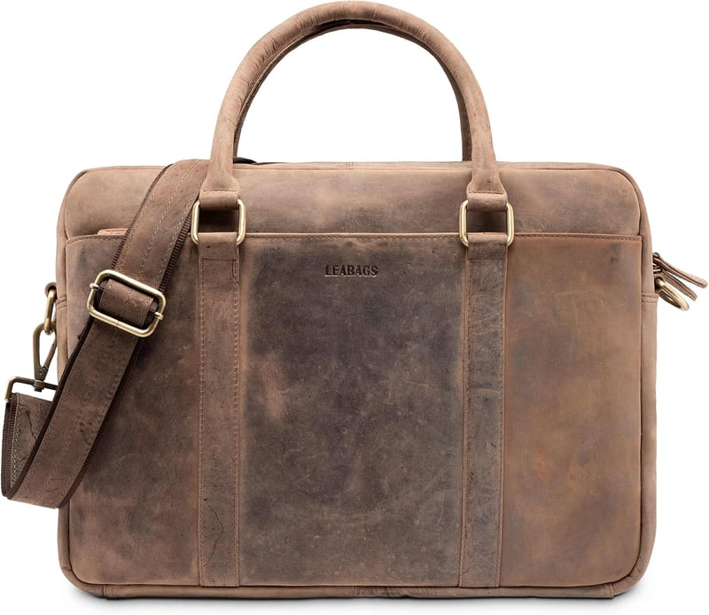 LEABAGS Istanbul Vintage Bőr Válltáska 16" Laptophoz, Unisex