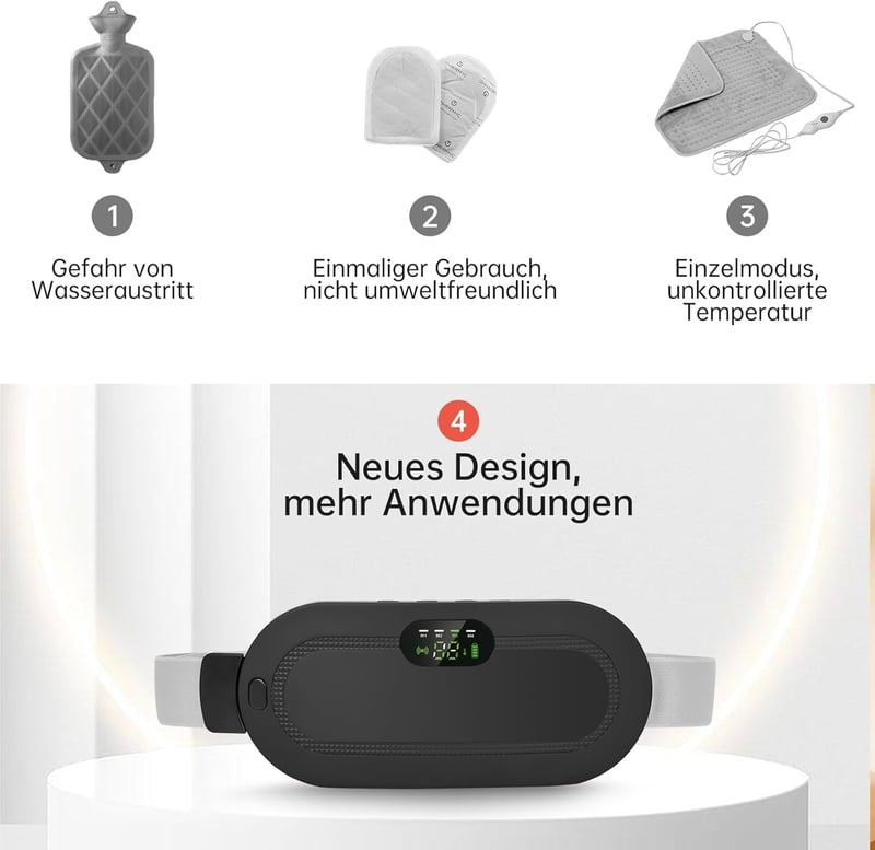 Wadeo menstruációs melegítőöv - 3 hőfokozat, 4 masszázsmód, USB-C töltés