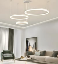 YYUTLUO Modern LED Csillár, 3 Fehér-Arany Gyűrű (40+60+80cm), 90W, Távirányítható Fényerőszabályzós Függőlámpa, Nappali Mennyezeti Világítás 6