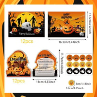 Halloween Parti Meghívó Szett - 12 db Borítékkal és Matricával 2