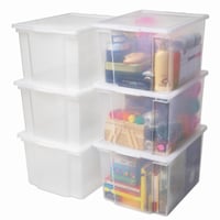 Cutie de depozitare Iris Ohyama USB-M cu capac, 30 L, transparentă, din plastic stivuibil, set de 5 bucăți (incomplet, din setul original) 2
