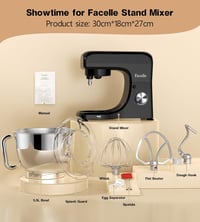 Facelle 1300W Professzionális Robotgép 10 Sebességgel, 5,5L Inox Tállal, Fekete 4