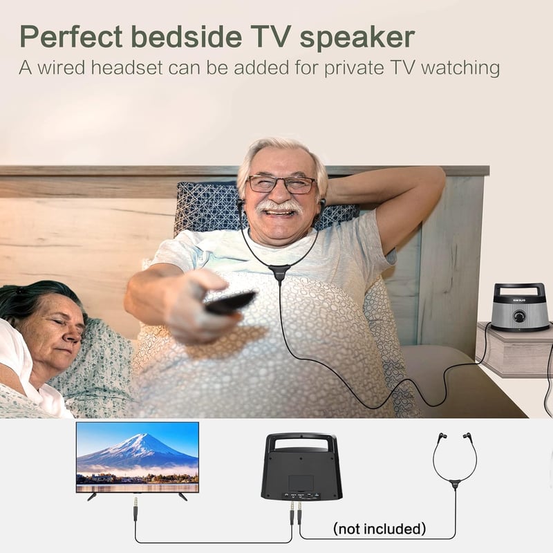 SIMOLIO TV Hangszóró Időseknek - 5,5m Kábel, Optikai/RCA/AUX Csatlakozás, Hangerőszabályzóval