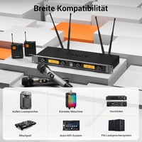 TONOR 4 csatornás UHF vezeték nélküli mikrofon szett, 90m hatótáv, karaokéhoz 8