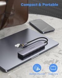 Newmight 7 az 1-ben USB-C Dokkoló Állomás Kettős Monitor Támogatással - 2 HDMI, 3 USB 3.0, 100W PD - Dell, HP, iPhone 15 Kompatibilis 9