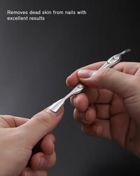 FERYES 2 az 1-ben Rozsdamentes Acél Bőrfeltolő és Vágó Eszköz Manikűrhöz és Pedikűrhöz - Ezüst Körömápoló Szalon Minőség 5