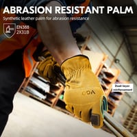 Vgo... Sárga Munkakesztyű Nubuck Bőr Tenyérrel, Könnyű Munkákhoz, Kopásálló, Légáteresztő, Érintőképernyő Kompatibilis (NB7581, M-es méret) 2