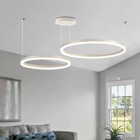 YYUTLUO Modern LED Csillár - 2 Fehér-Arany Gyűrű (40+60cm, 40W) - Távirányítós Fényerőszabályzós Függőlámpa Nappaliba - Minimalista Mennyeze 5