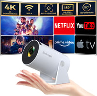Polocsh Mini Projektor WiFi 6 és BT 5.2 - 720P Full HD, Automata Keystone Korrekció, 180° Forgatható, 130" Képméret, Android 11.0 - Telefon/ 1