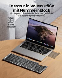 ProtoArc XK01 Plus Bluetooth QWERTZ Összecsukható Billentyűzet Numerikus Résszel - 3 Csatornás Kapcsolat iPad iOS Android Windows Eszközökhö 7