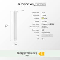 Sundertech LED Fénycsőszett - 2 db 120 cm-es Mennyezeti Lámpa, 3430 lm, Hideg Fehér 6500K, IP43 Rovarálló, Villogásmentes, Garázs, Műhely, F 5