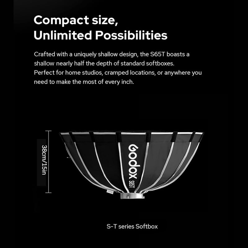 Godox S85T 85 cm Gyorskioldású Esernyő Softbox - Összecsukható Fényformáló Bowens Adapterrel és Diffúzorokkal Stúdió Vakuhoz és Speedlite Re