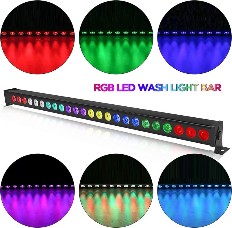 UKing RGB LED Falmosó Fénysáv 24x3W - Távirányítós DMX Diszkó Fényeffekt Szett, Zenére Villogó Színes Parti Világítás DJ Rendezvényekhez - 2