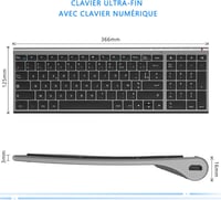 Vezeték nélküli AZERTY billentyűzet és egér szett Windows-hoz, USB vevővel, újratölthető 2