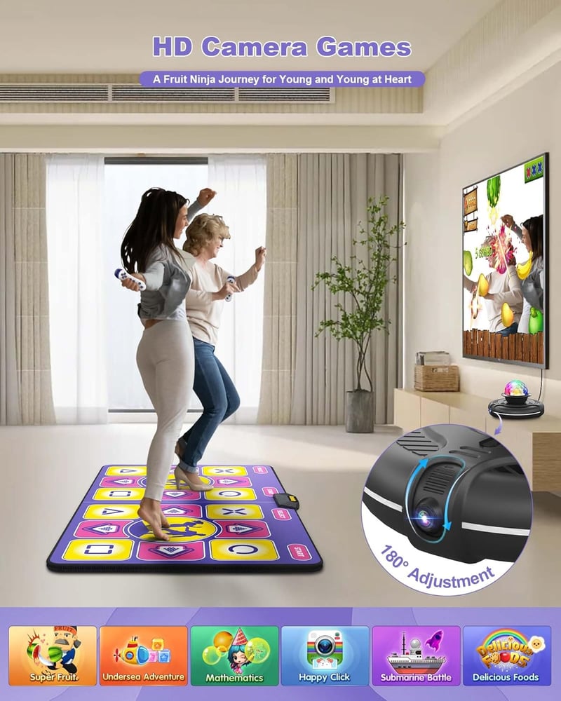 Acelufly HD Kamerás Vezeték Nélküli Tánc Szőnyeg TV-hez - Kétszemélyes Csúszásmentes Játékszőnyeg