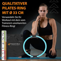 MANTRA SPORTS Pilates Gyűrű 33cm - Otthoni Fitness Eszköz Medence- és Combizom Erősítéshez - Türkiz Edzőgyűrű Férfiaknak és Nőknek Hordozhat 2