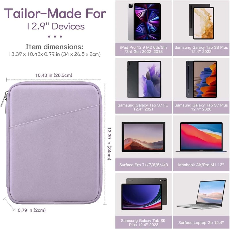 iPad Pro 12,9" és Samsung Galaxy Tab S9+ kompatibilis Dadanism tablet tok - szürke-lila
