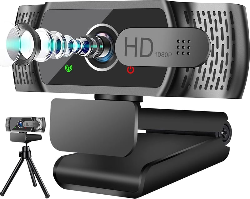 Neefeaer Full HD Webkamera Mikrofonnal és Lencsevédővel - 110° Széles Látószög, USB