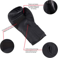 SAWANS Professzionális Bokszkesztyű MMA, Sparring, Kickbox, Muay Thai Edzéshez - Műbőr, Matt Fekete, Unisex, 283g 5