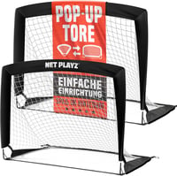NET PLAYZ Összecsukható Focikapu Szett - 2 db Hordozható Pop-Up Futballkapu, 120 x 90 x 90 cm, Fekete, Üvegszálas Keret, Gyerekeknek és Feln 1