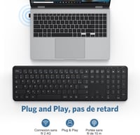 OMOTON vezeték nélküli AZERTY billentyűzet, ultravékony, numerikus blokkal, Windows kompatibilis 7