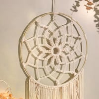 Nice Dream Makramé Álomfogó - Nagy Méretű Boho Falidísz Rojtokkal, Kézzel Készített Tollas Dekoráció Otthonra, Hálószobába, 80 cm 3