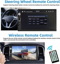 Podofo 2DIN Autórádió 7" Érintőképernyővel - CarPlay és Android Kompatibilis, Bluetooth, Tolatókamera, Kormányvezérlés, FM, USB, Színes Vilá 6