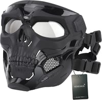 WISEONUS Airsoft Taktikai Koponya Maszk - Teljes Arc Védelem Paintball, Vadászat, CS Játék, Halloween és Cosplay Eseményekhez - Fekete TPU 1