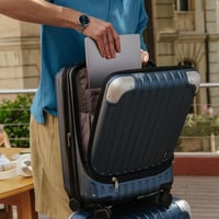 LEVEL8 Bővíthető Kék Keményfalú Bőrönd 55cm, TSA Zárral, 4 Kerékkel 2