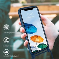 iPhone 11 Sötétkék Szilikon Tok Lánccal, Ütésálló, Mikroszálas Béléssel 5