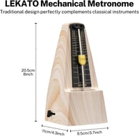LEKATO Mechanikus Metronóm Zongorához, Gitárhoz, Hegedűhöz - Fa Szerkezetű Bézs Ütemmérő Hangos Csengővel - Precíz Tempójelző Minden Hangsze 5