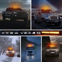 Dinfu 12 Colos LED Figyelmeztető Fénysor - 12V Sárga Villogó Szalag 14 Üzemmóddal - Autó, Teherautó, Traktor Vészjelző Lámpa Szivargyújtós C 7