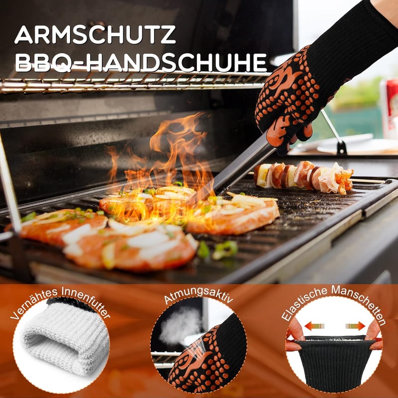 SOUTHGATE Hőálló Grillkesztyű 800°C - Csúszásmentes Szilikon Bevonatú BBQ Kesztyű (S/M)