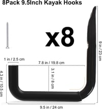 BAIMINGGE Fali Akasztó Szett 8 db - Erős Öntöttvas Kampók Létrákhoz, Kerékpárokhoz és Szerszámokhoz - Fekete, 23x25 cm, EVA Védőbevonattal 1